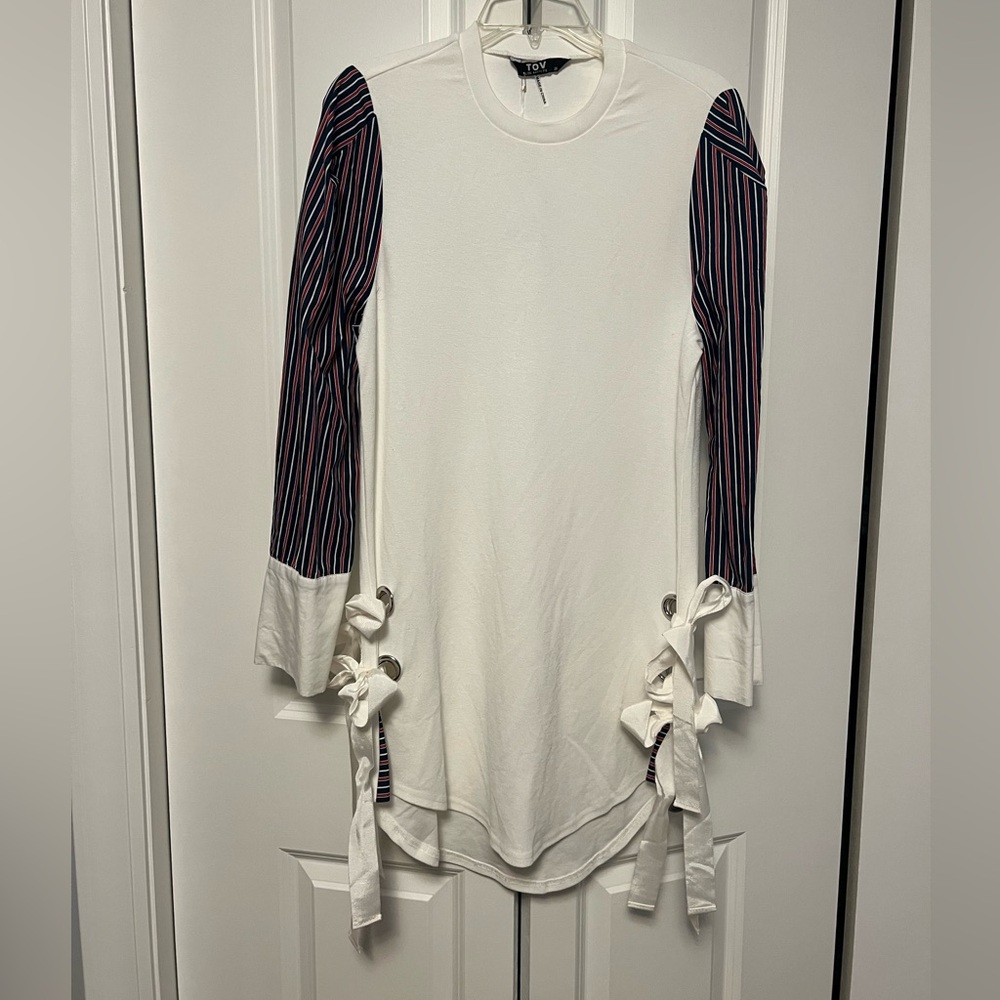 NWT TOV White Shirtdress with Side Tie Accent (Size 8/M) - Picture 1 of 7